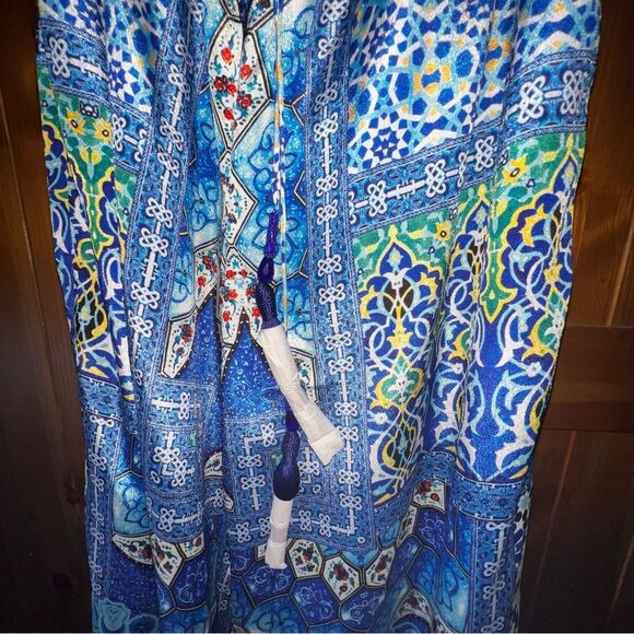 BOSTON PROPER Strapless Boho Print Jumpsuit with Tassel Details, Size Medium - Picture 5 of 5